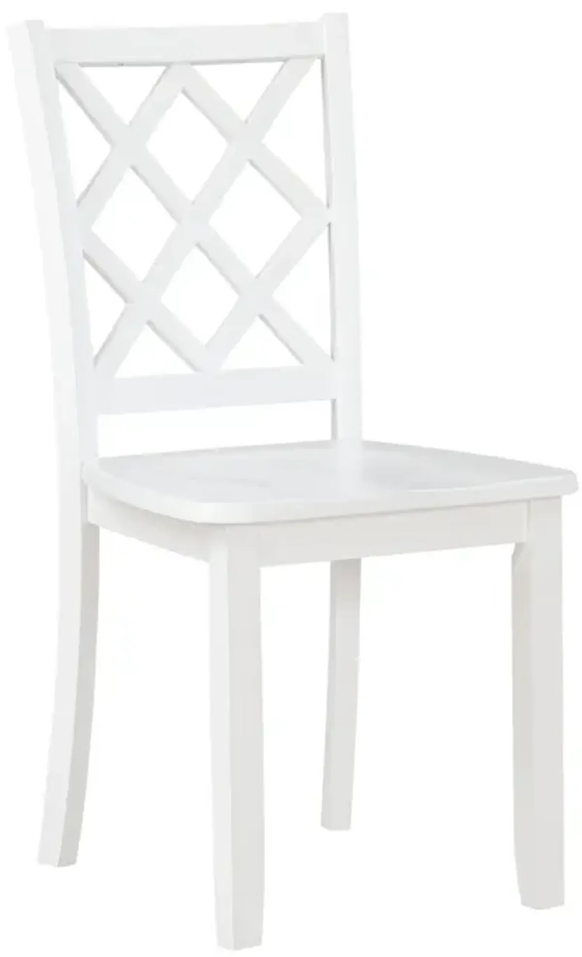 Oria 5 Piece Dining Set with Table, 4 Lattice Back Chairs, White Solid Wood - Benzara