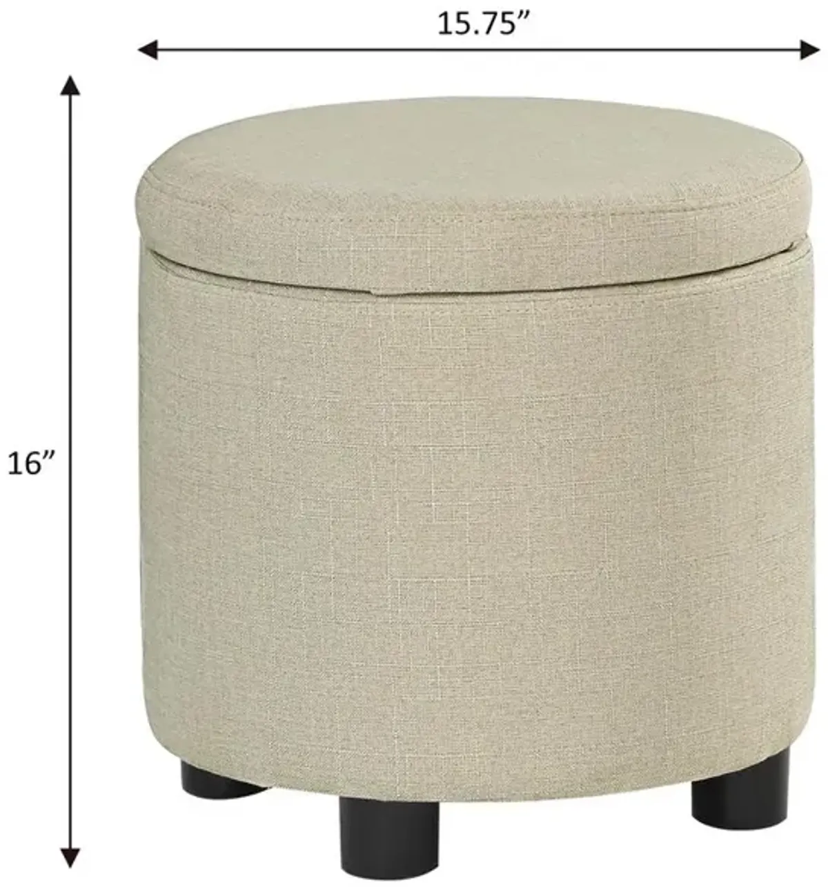 Convience Concept, Inc. Designs 4 Comfort Round Accent Storage Ottoman with Reversible Tray Lid