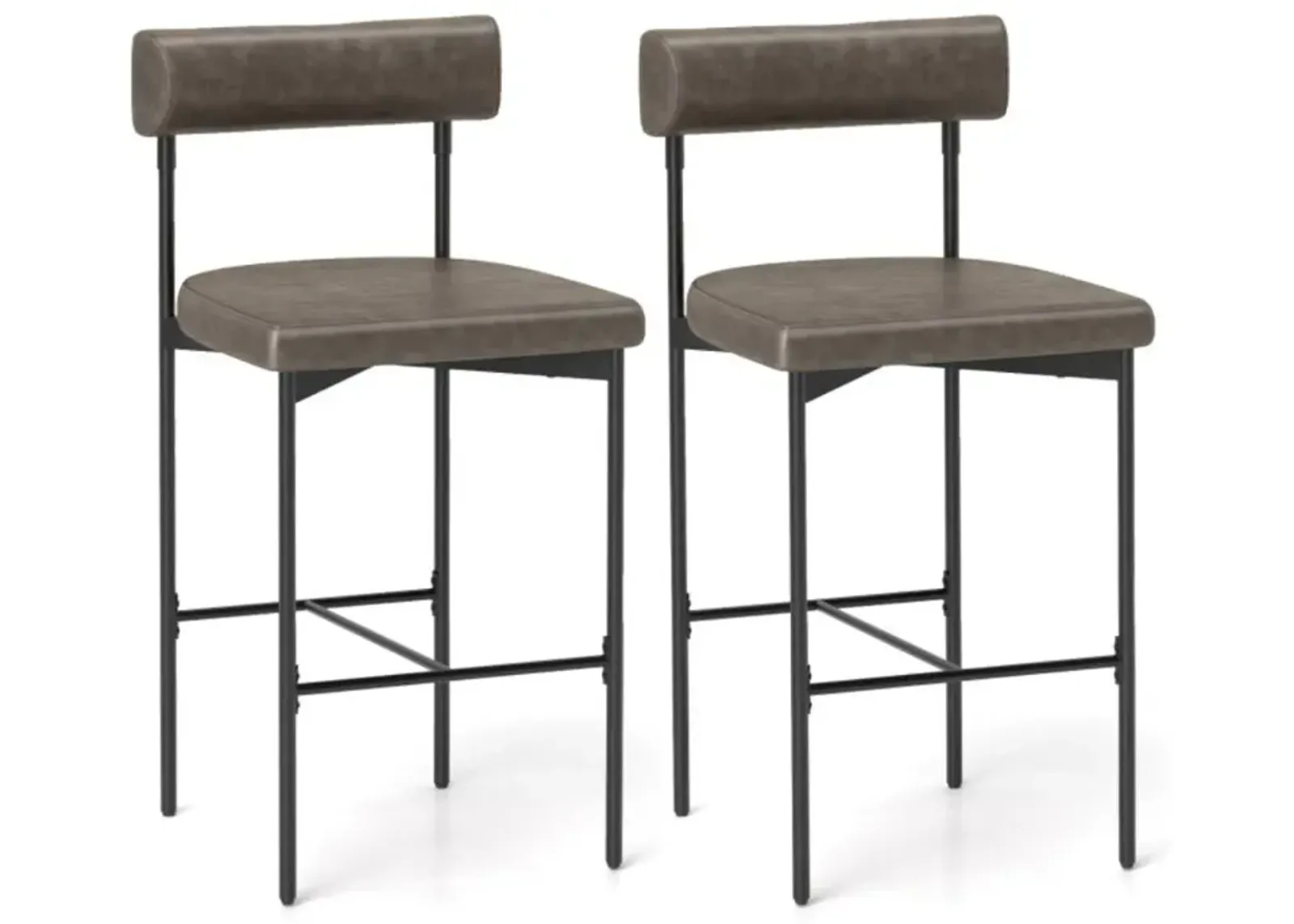 Hivvago 20 Inch Upholstered Bar Stools Set of 2 Counter Height Bar Chairs with  Backrest