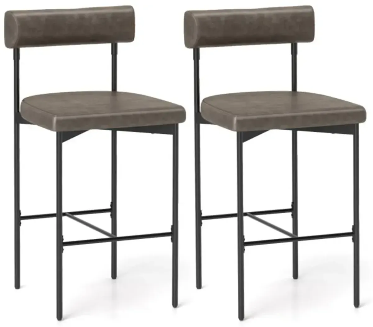 Hivvago 20 Inch Upholstered Bar Stools Set of 2 Counter Height Bar Chairs with  Backrest