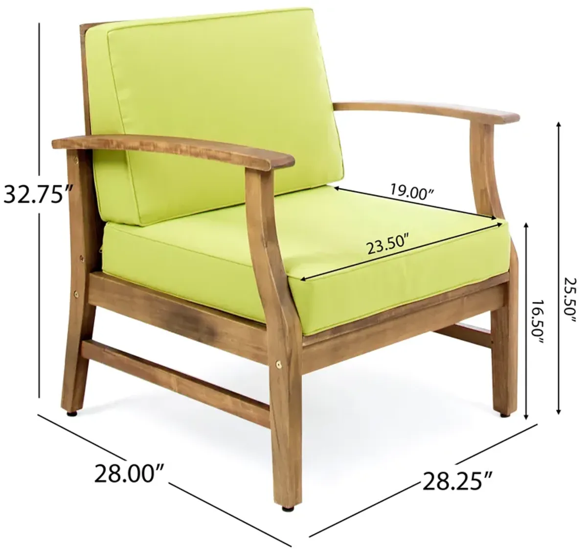 Christopher Knight Home® Wood Frame Club Chair Armchair for Outdoor Indoor