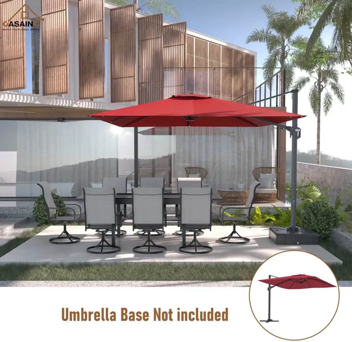 11FT Square Cantilever Patio Umbrella (without Umbrella Base).