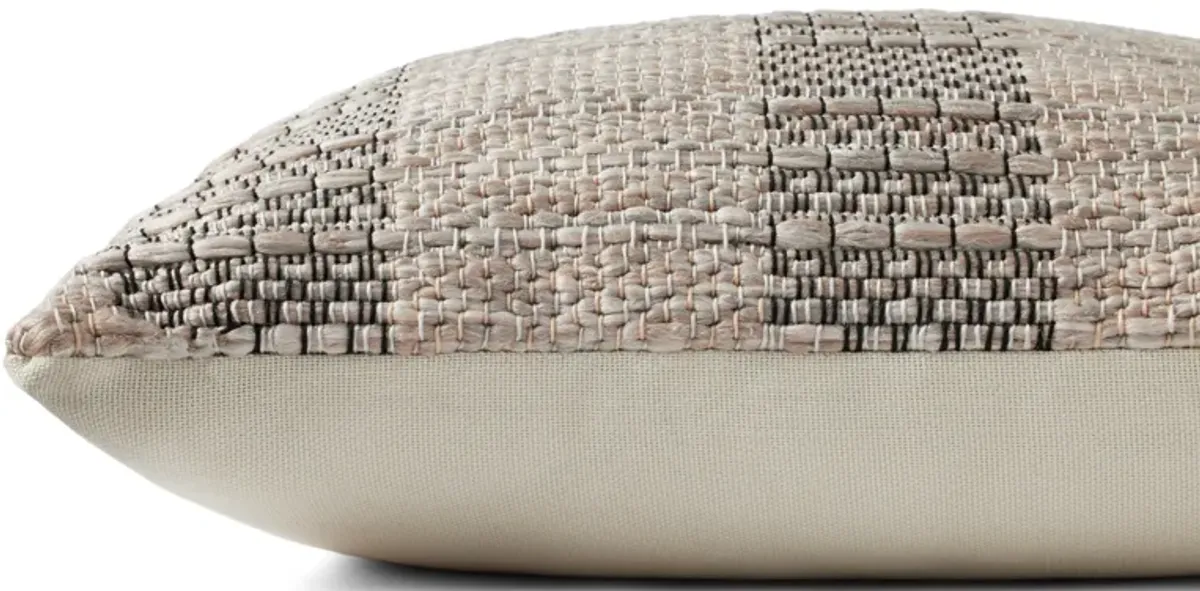 Coralie PAL0043 Taupe/Black 22''x22'' Polyester Pillow by Amber Lewis x Loloi