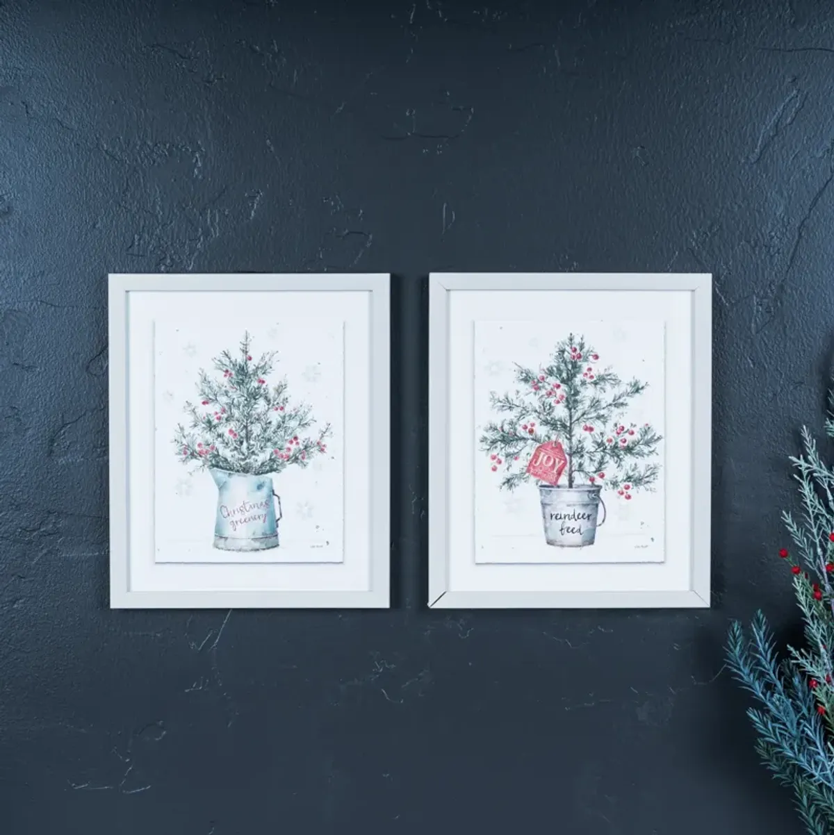 Potted Pine Tree Wall Art (Set of 2)