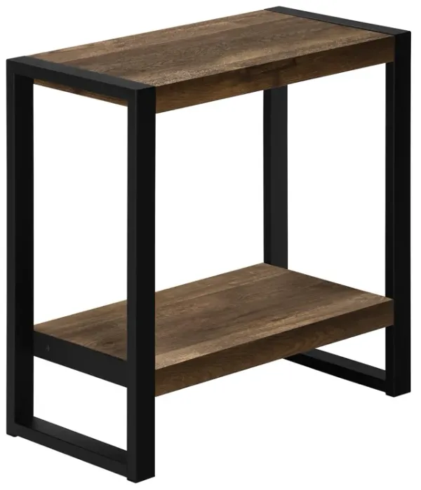 Hivvago 24 Inch Black And Brown End Table With Shelf