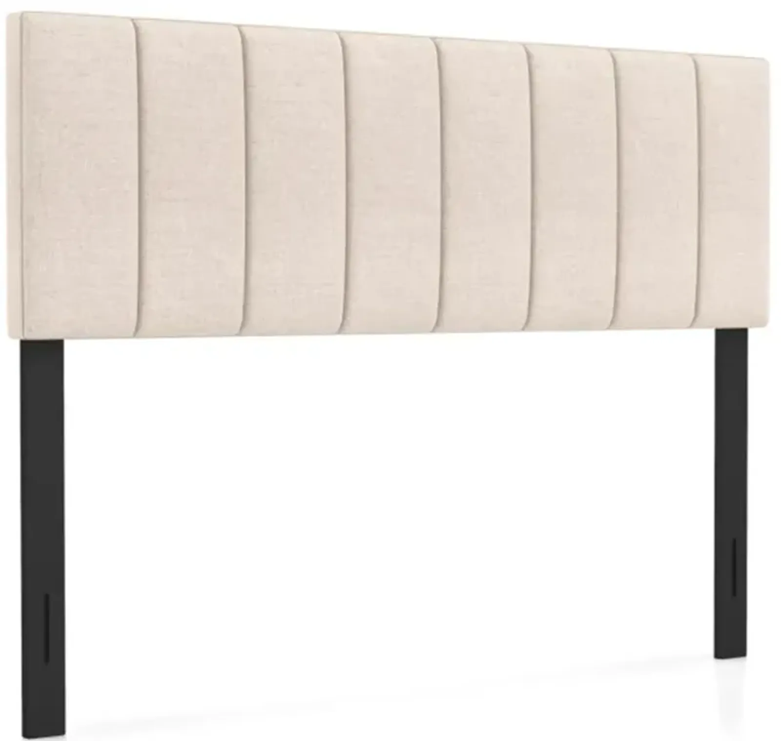 Hivvago Linen Upholstered Headboard with Solid Wood Legs and Adjustable Width-Beige