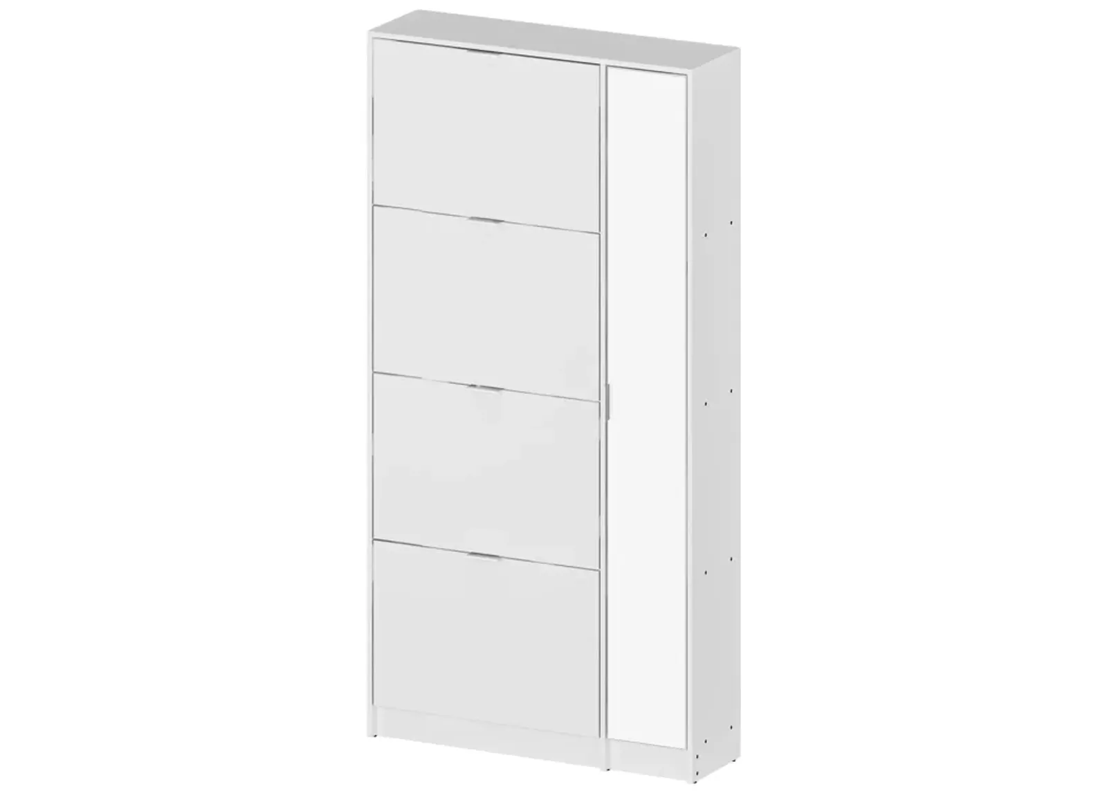 Modern Shoe Storage Cabinet with 4 Flip Drawers & Mirror, Wood 4-Tier Shoe Rack Storage Organizer with Shelves and Door for Entryway, Hallway & Bedroom, White (31.5”L x 9.4”W x 61.2”H)