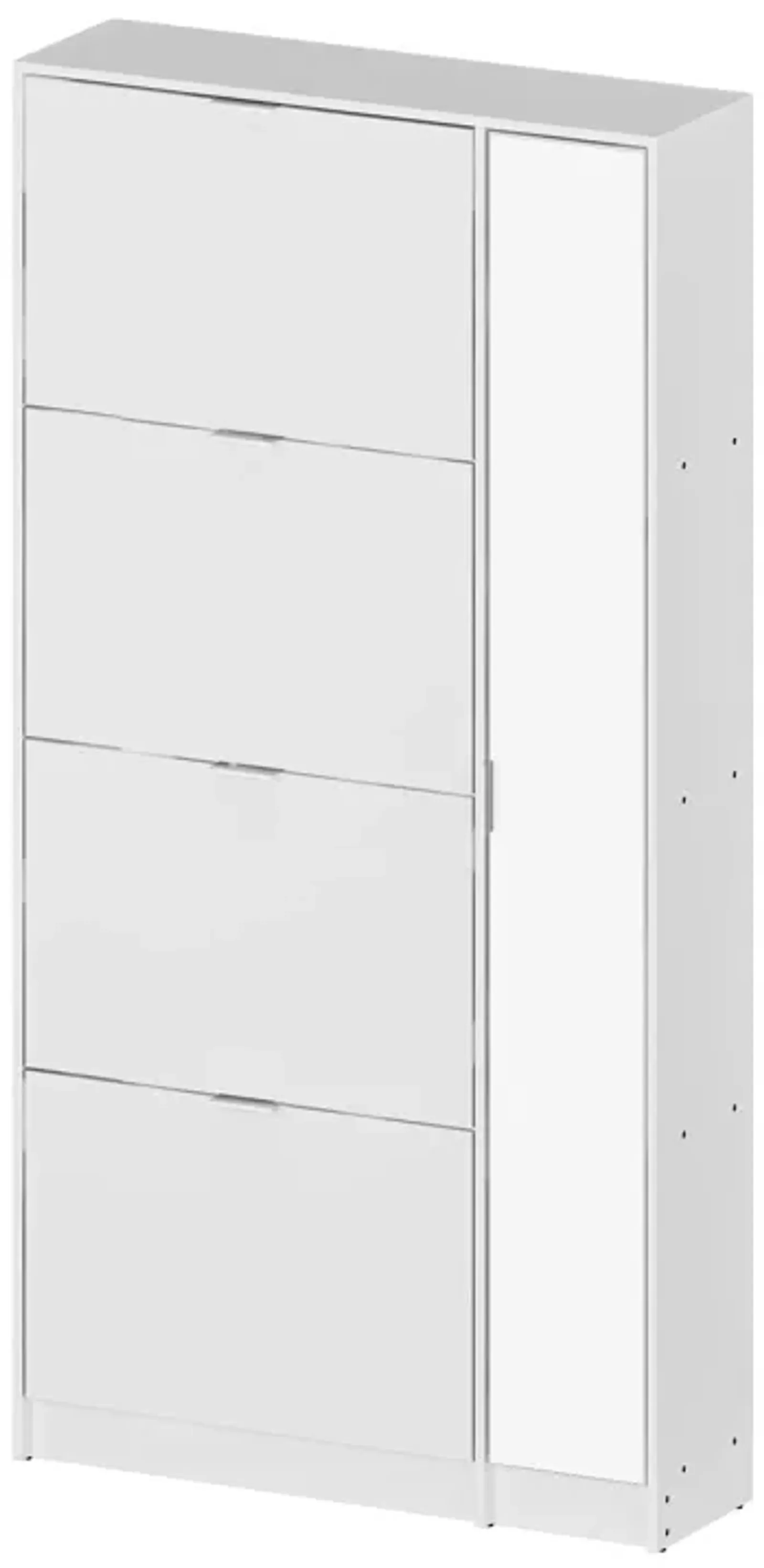 Modern Shoe Storage Cabinet with 4 Flip Drawers & Mirror, Wood 4-Tier Shoe Rack Storage Organizer with Shelves and Door for Entryway, Hallway & Bedroom, White (31.5”L x 9.4”W x 61.2”H)