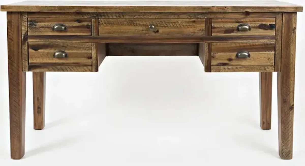 Jofran Artisan's Craft Rustic Farmhouse Distressed Acacia 5-Drawer Desk