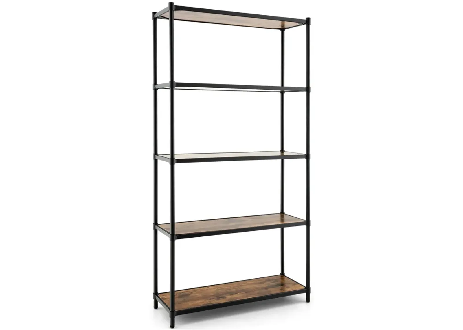 5 Tiers 61 Inch Multi-use Bookshelf with Metal Frame