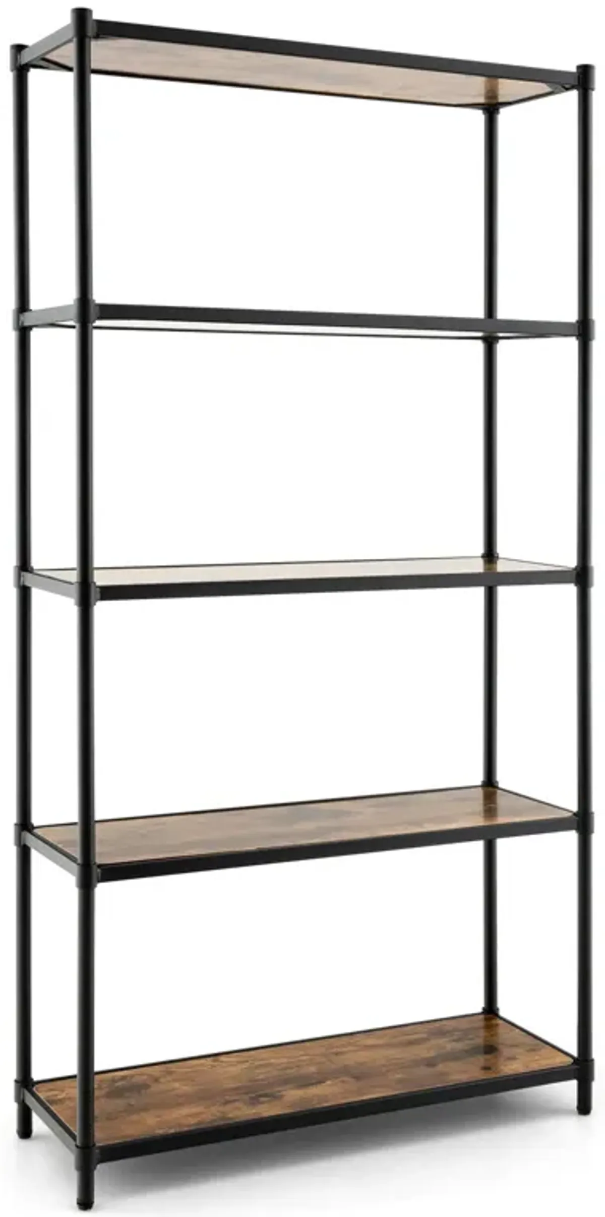 5 Tiers 61 Inch Multi-use Bookshelf with Metal Frame