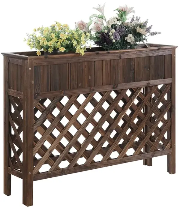 Large Raised Patio Planter in Weathered Cedar – Durable Outdoor Garden Planter