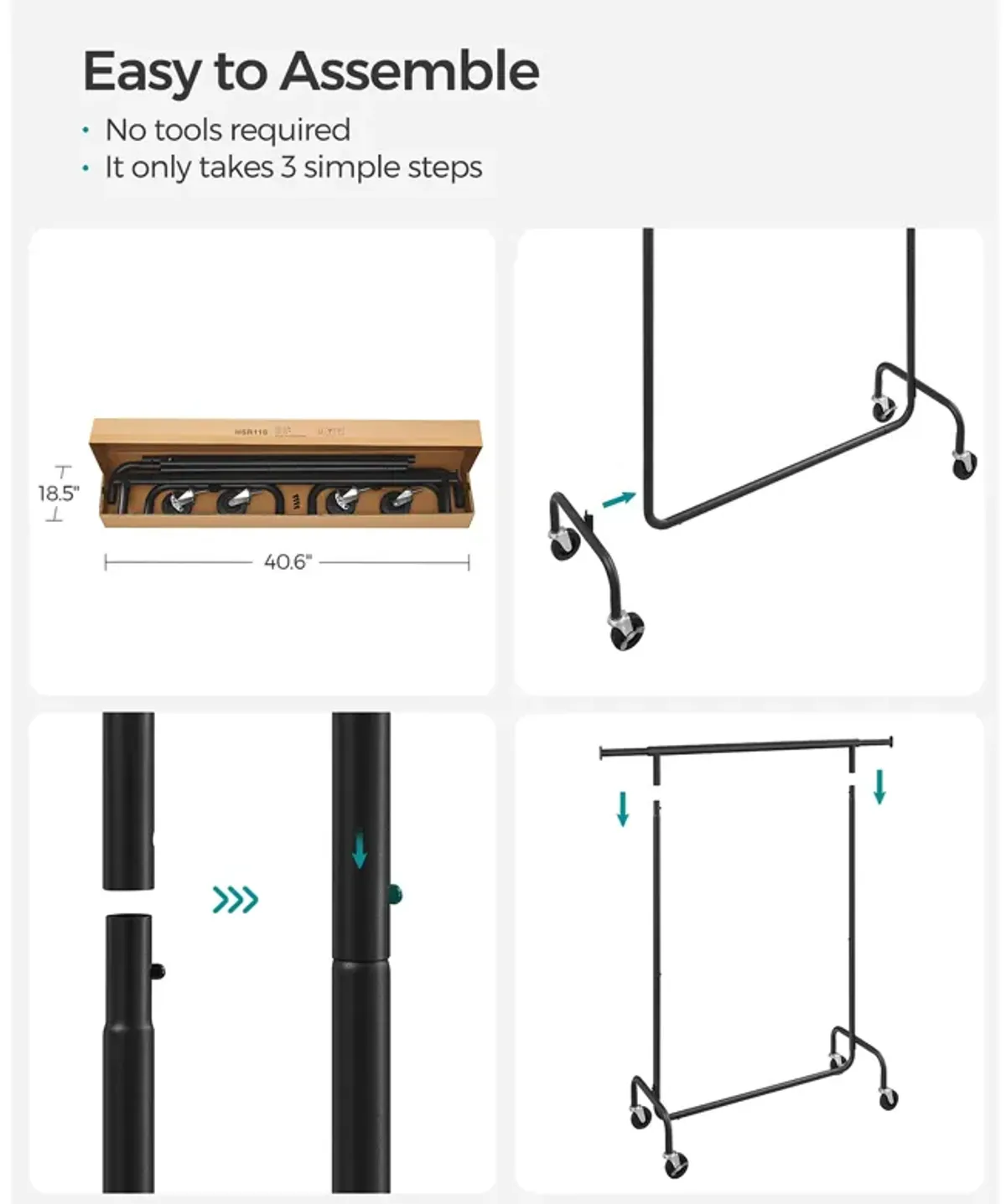 Heavy-Duty Clothes Rack with Extendable Hanging Rod