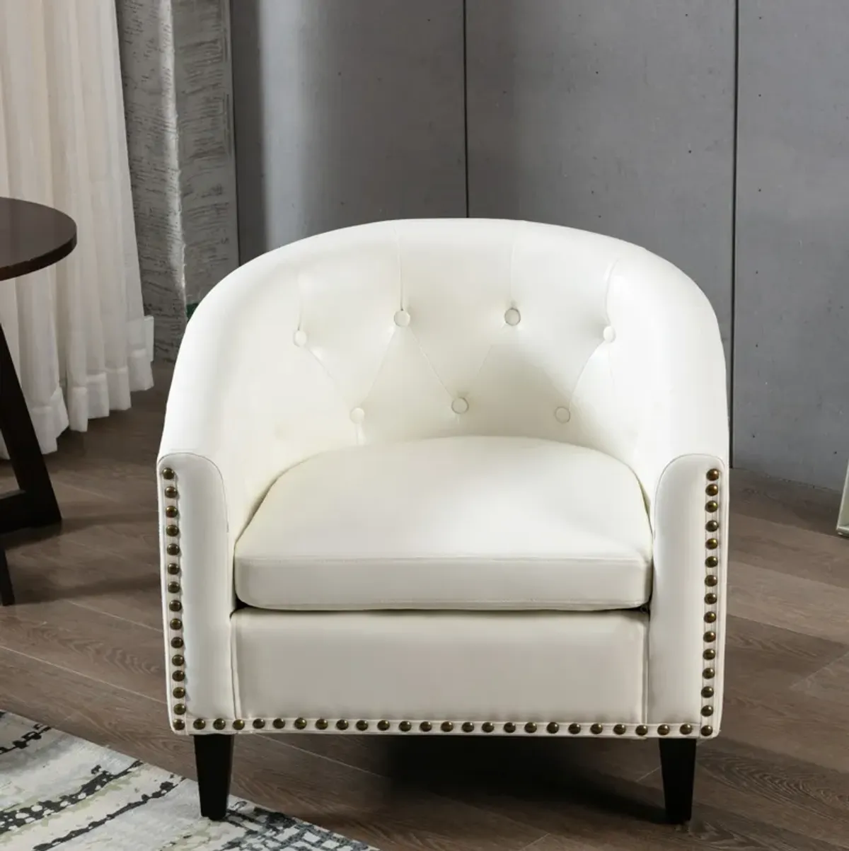 Merax PU Leather Tufted Barrel Chair Accent Chair