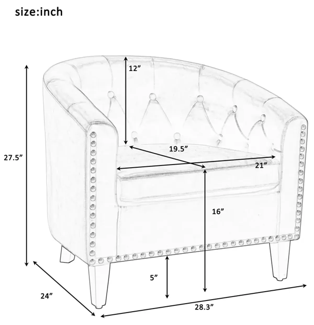 Merax PU Leather Tufted Barrel Chair Accent Chair