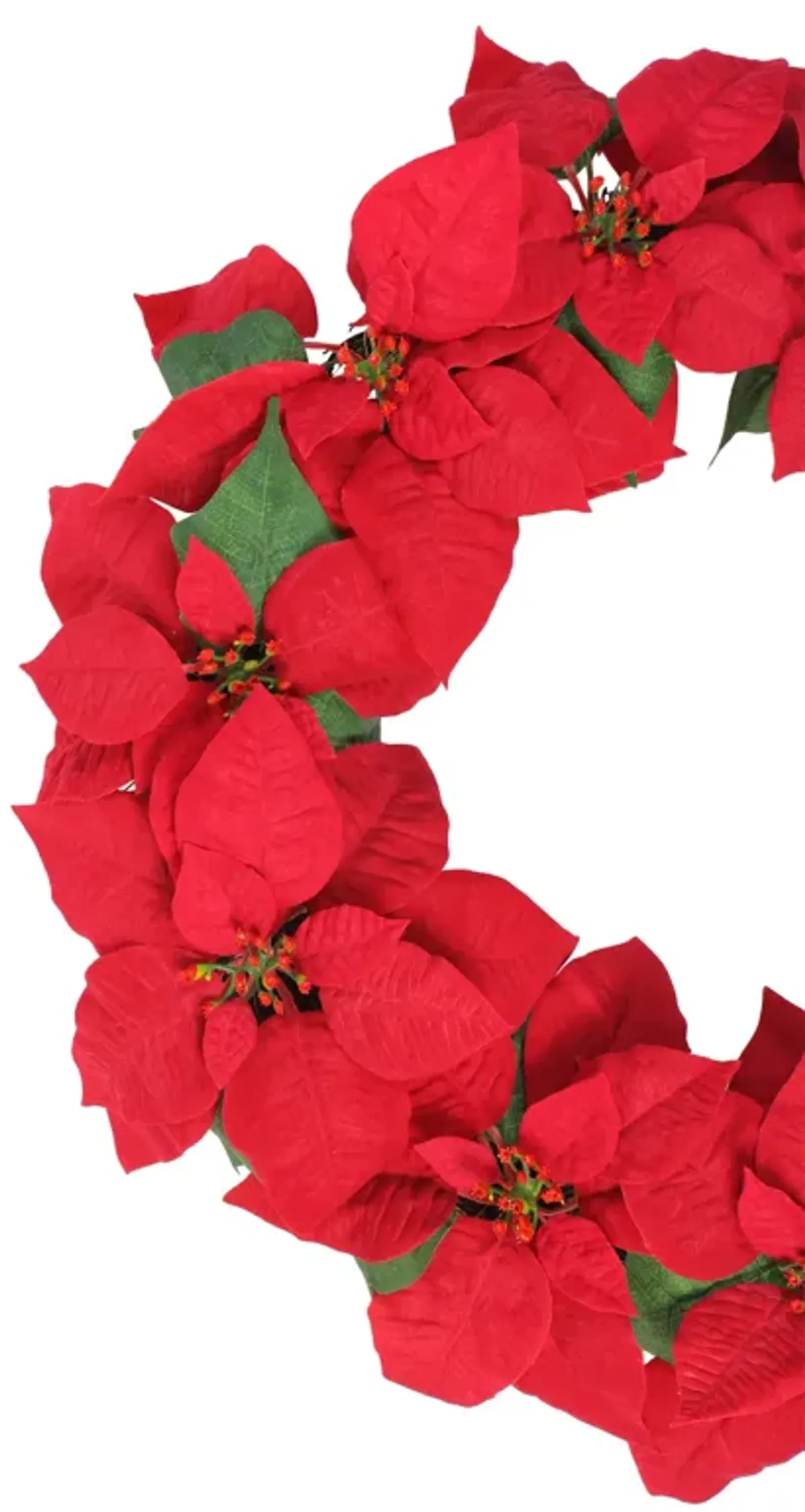 24" Red Artificial Poinsettia Flower Christmas Wreath - Unlit