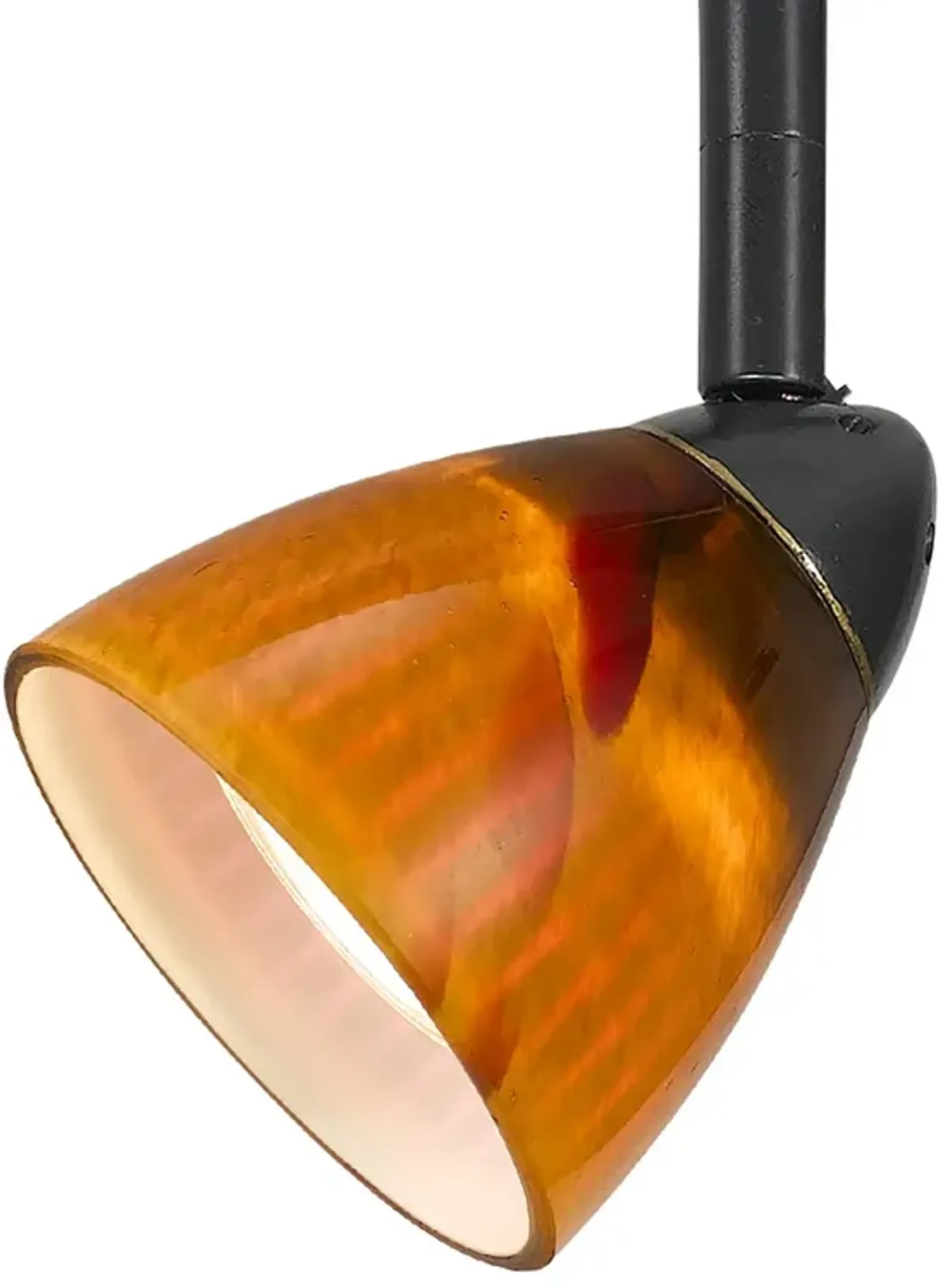 Hand Blown Glass Shade Track Light Fixture with Metal Frame, Dark Bronze - Benzara