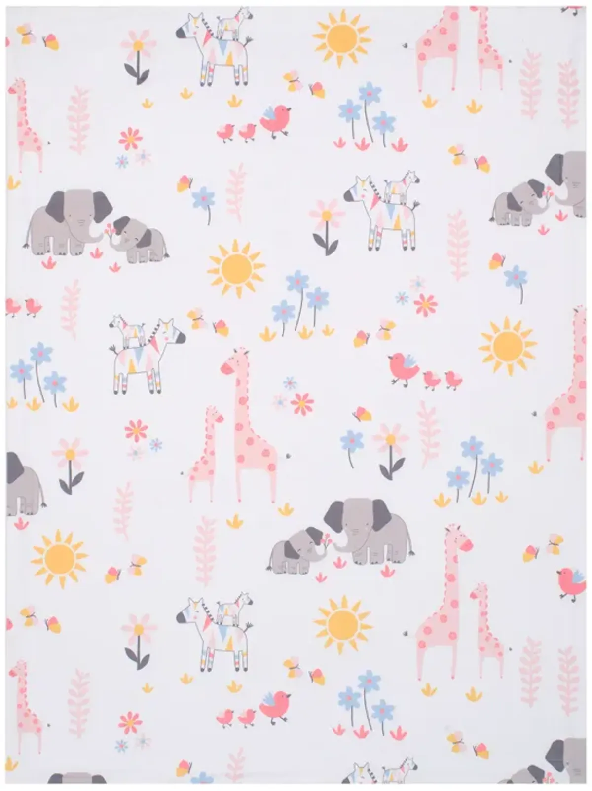 Lambs & Ivy Jazzy Jungle White Fleece Safari Animals Soft Baby Blanket