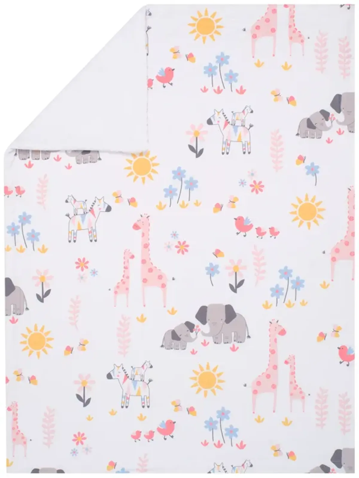 Lambs & Ivy Jazzy Jungle White Fleece Safari Animals Soft Baby Blanket