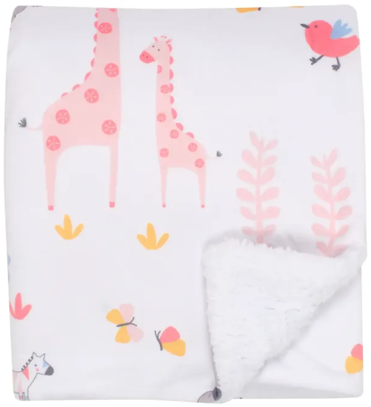 Lambs & Ivy Jazzy Jungle White Fleece Safari Animals Soft Baby Blanket