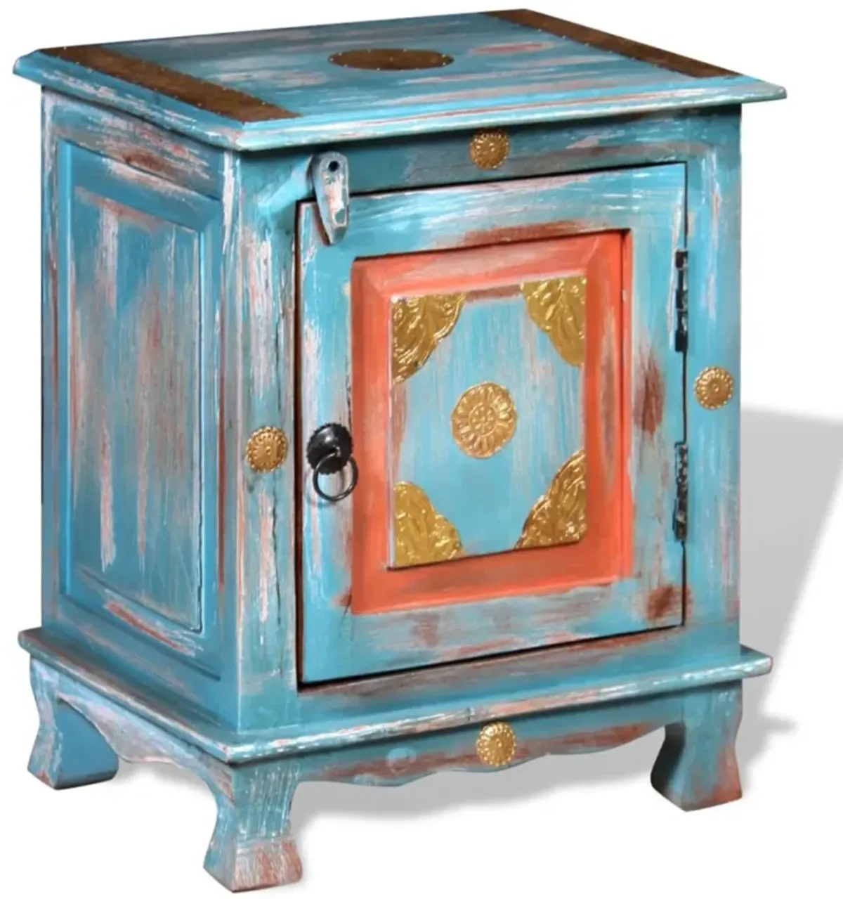 vidaXL Nightstand Solid Mango Wood Blue