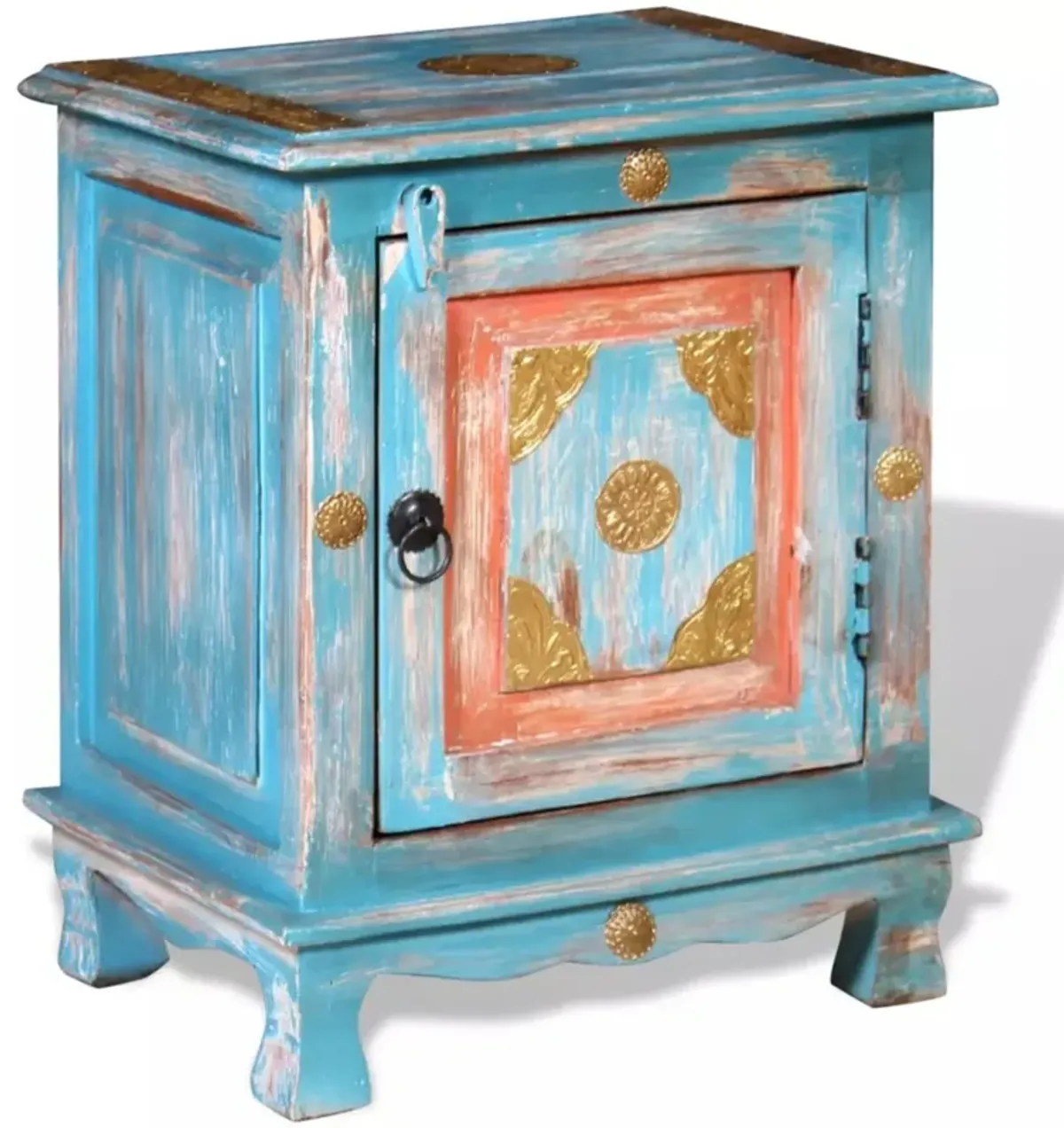 vidaXL Nightstand Solid Mango Wood Blue