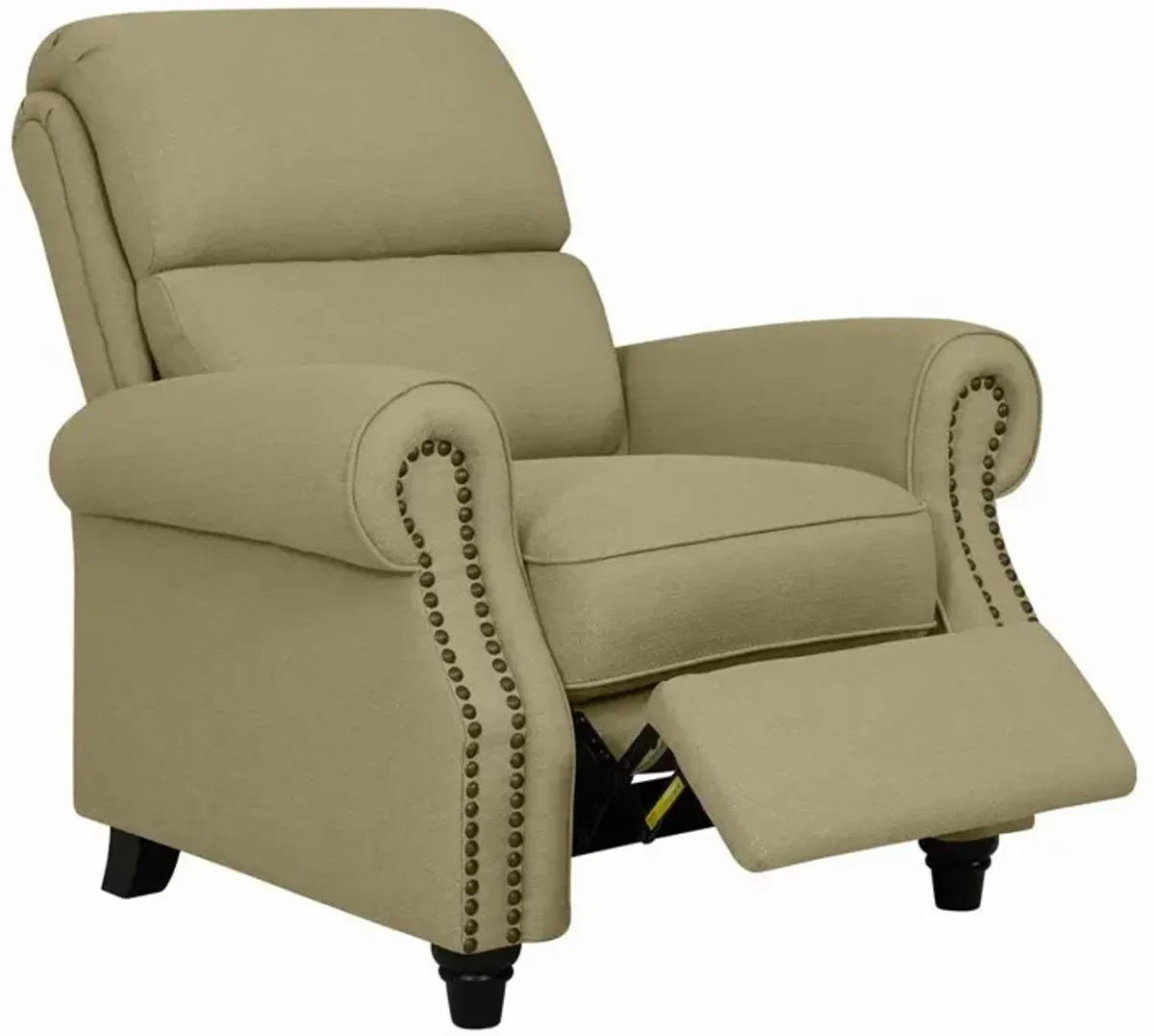 ProLounger Bustle-Back Pushback Recliner with Nailheads in Barley Tan Linen