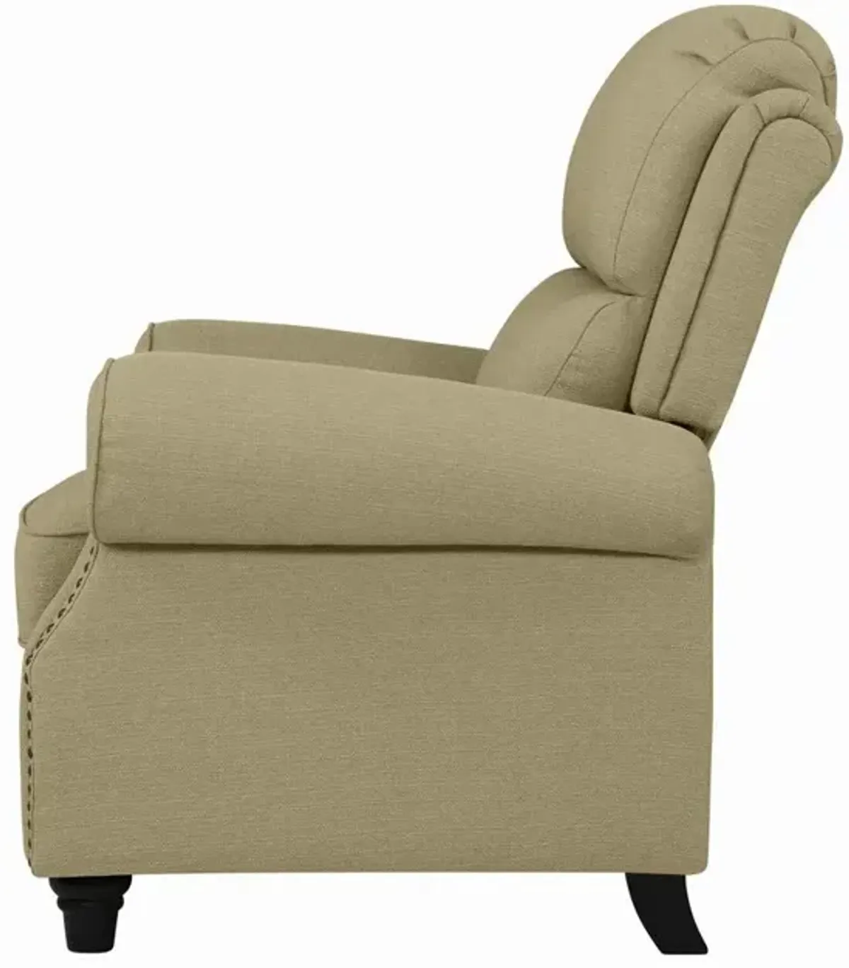 ProLounger Bustle-Back Pushback Recliner with Nailheads in Barley Tan Linen