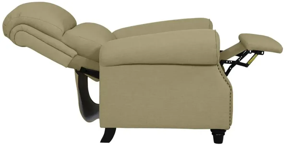 ProLounger Bustle-Back Pushback Recliner with Nailheads in Barley Tan Linen