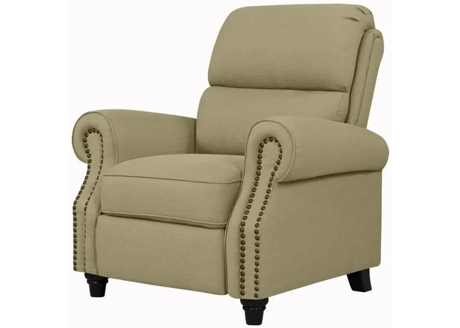 ProLounger Bustle-Back Pushback Recliner with Nailheads in Barley Tan Linen