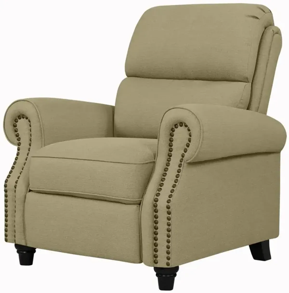 ProLounger Bustle-Back Pushback Recliner with Nailheads in Barley Tan Linen