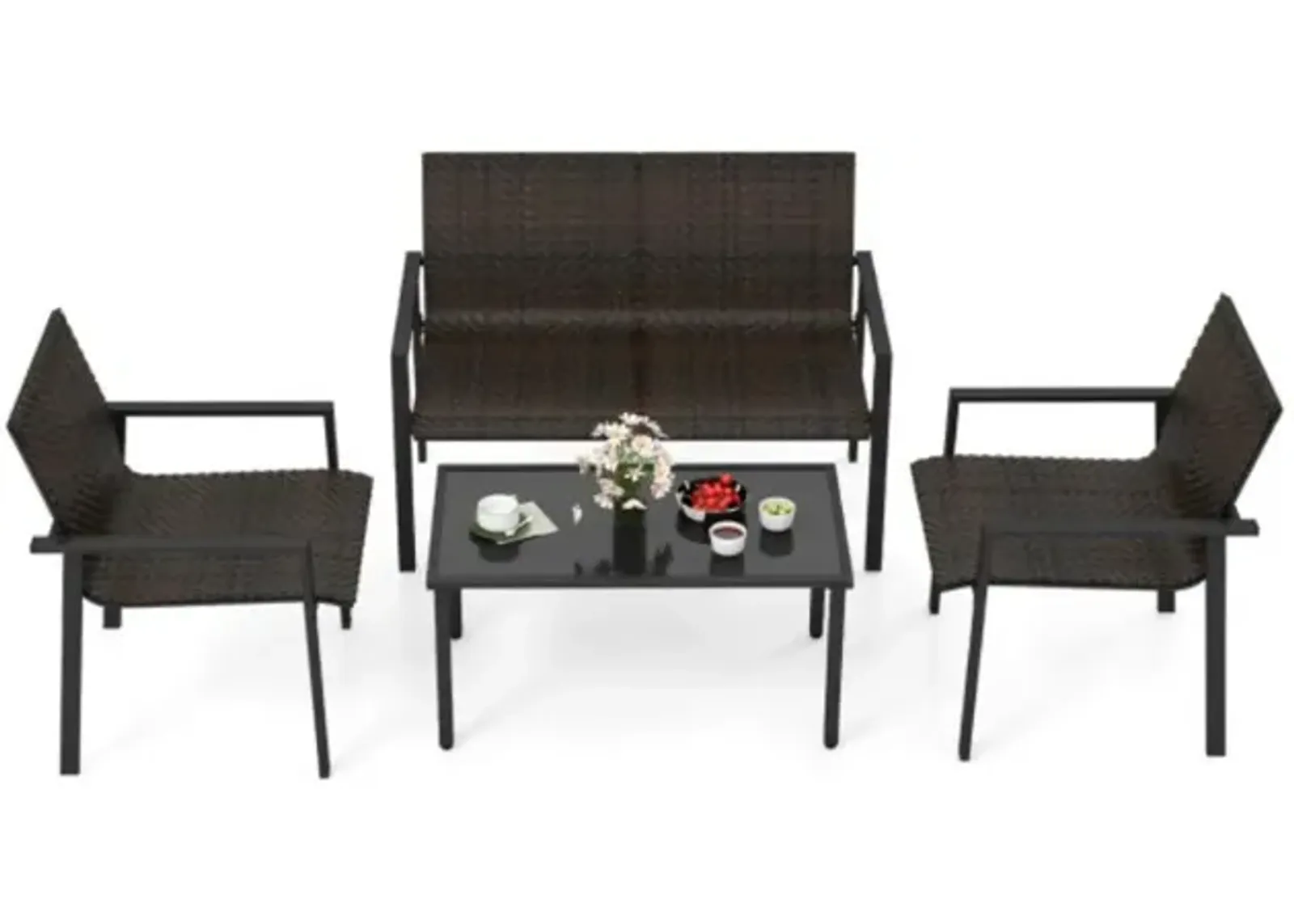 Hivvago 4 Pieces Patio Furniture Set with Heavy Duty Galvanized Metal Frame