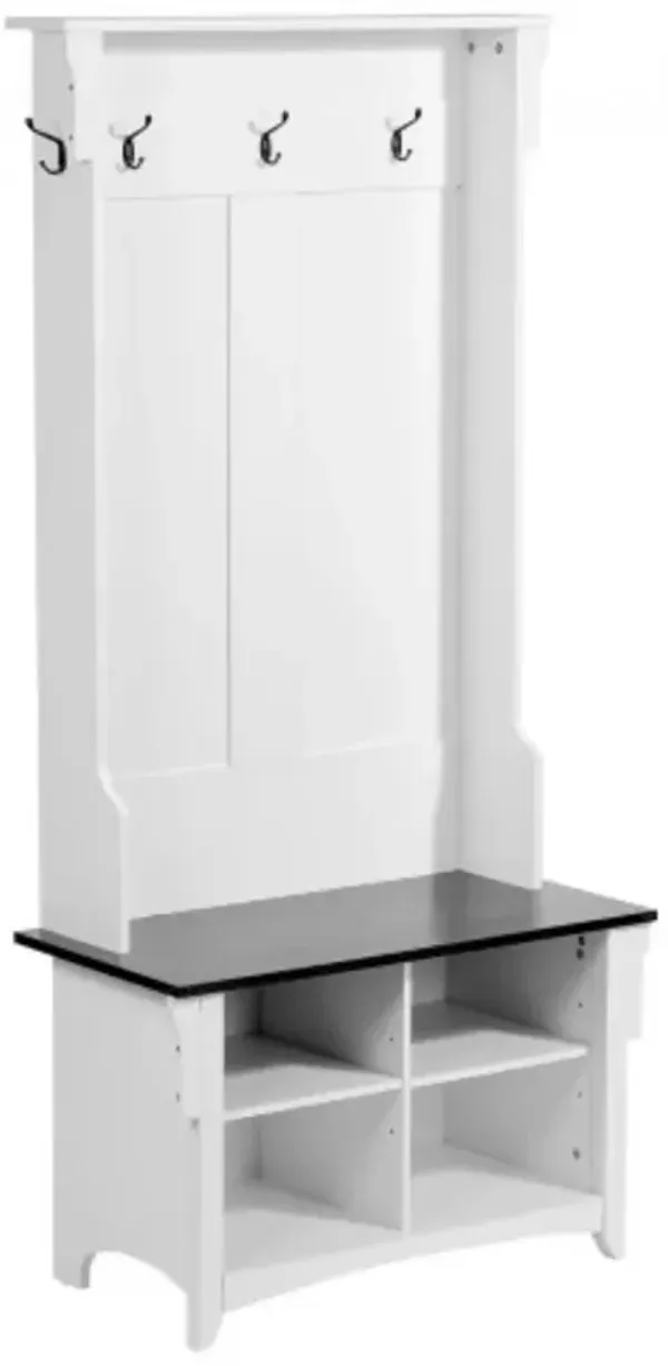 Hall Tree Entryway Bench with Coat Rack Shoe Storage Drawers and Hanging Hooks