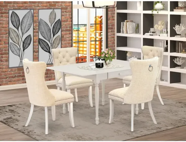 5 Piece Dining Table Set Contains a Rectangle Kitchen Table with Dropleaf