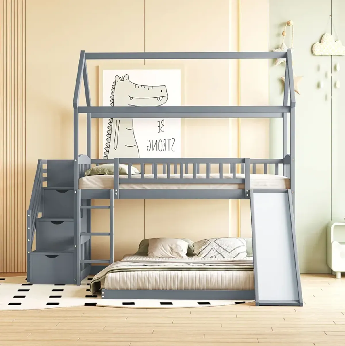 Merax Bunk Bed with Two Drawers and Slide