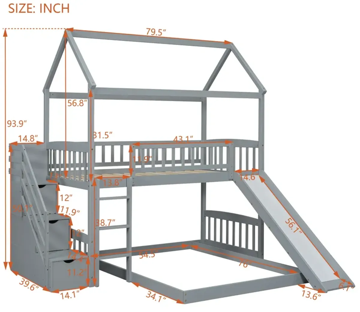 Merax Bunk Bed with Two Drawers and Slide