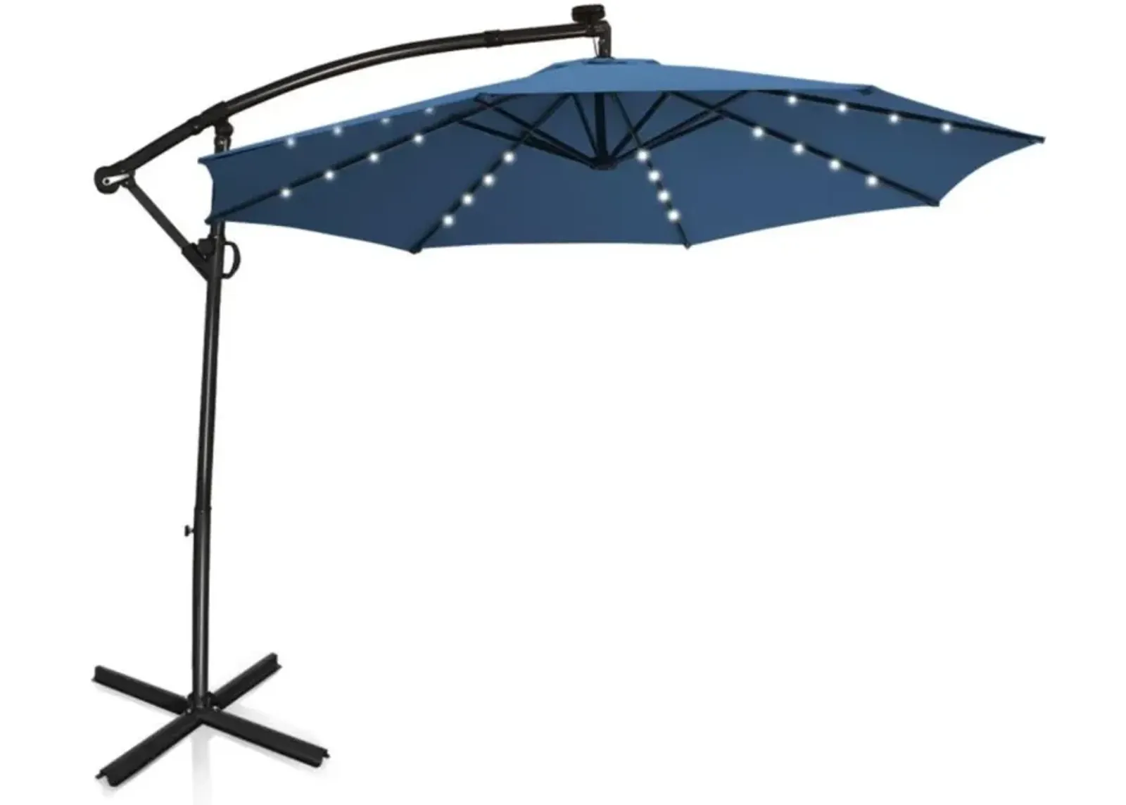 Hivvago 10 Feet 360° Rotation Solar Powered LED Patio Offset Umbrella without Weight Base