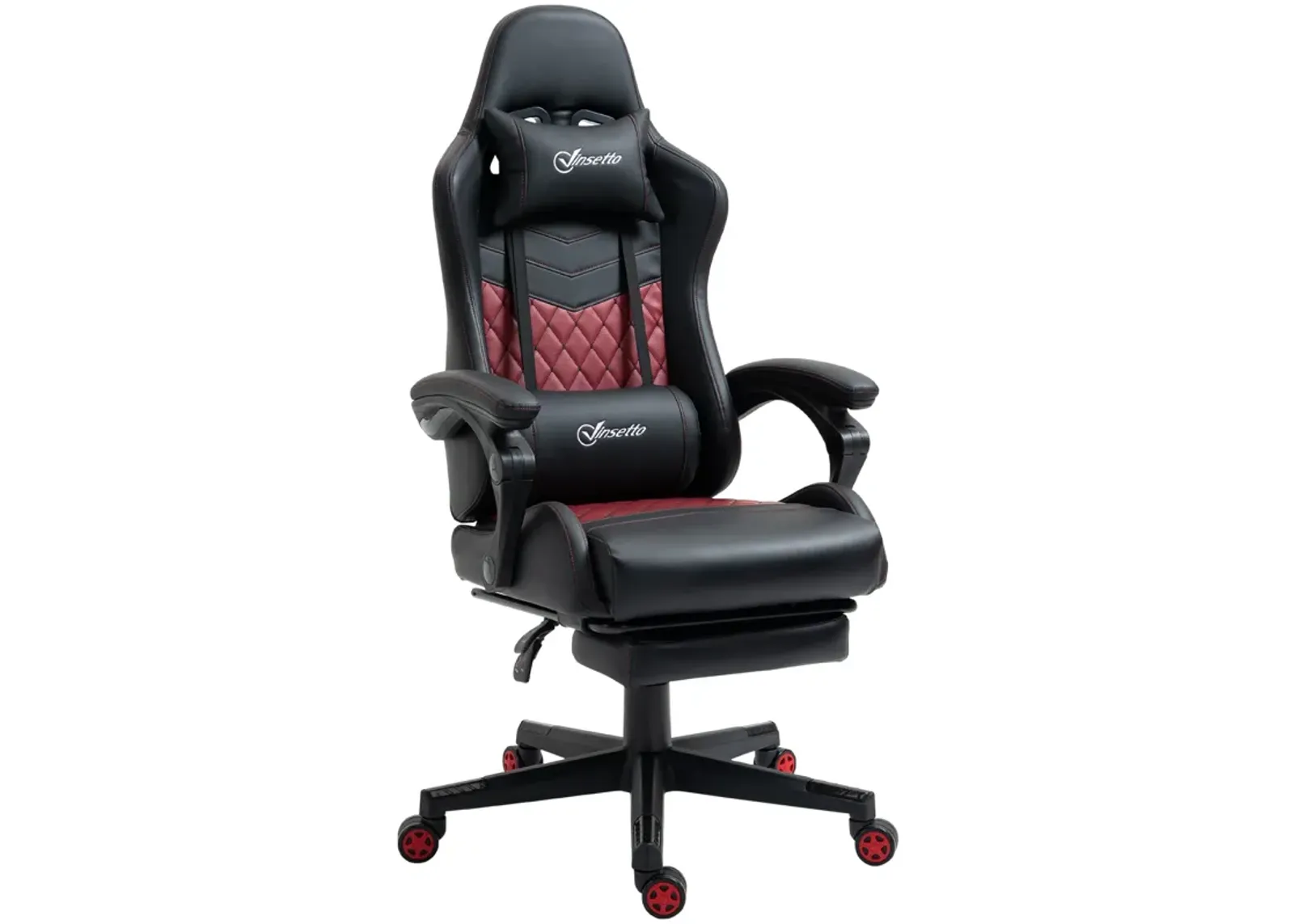 Black Gaming Throne: Racing Chair with PU Leather Footrest and Swivel Wheels