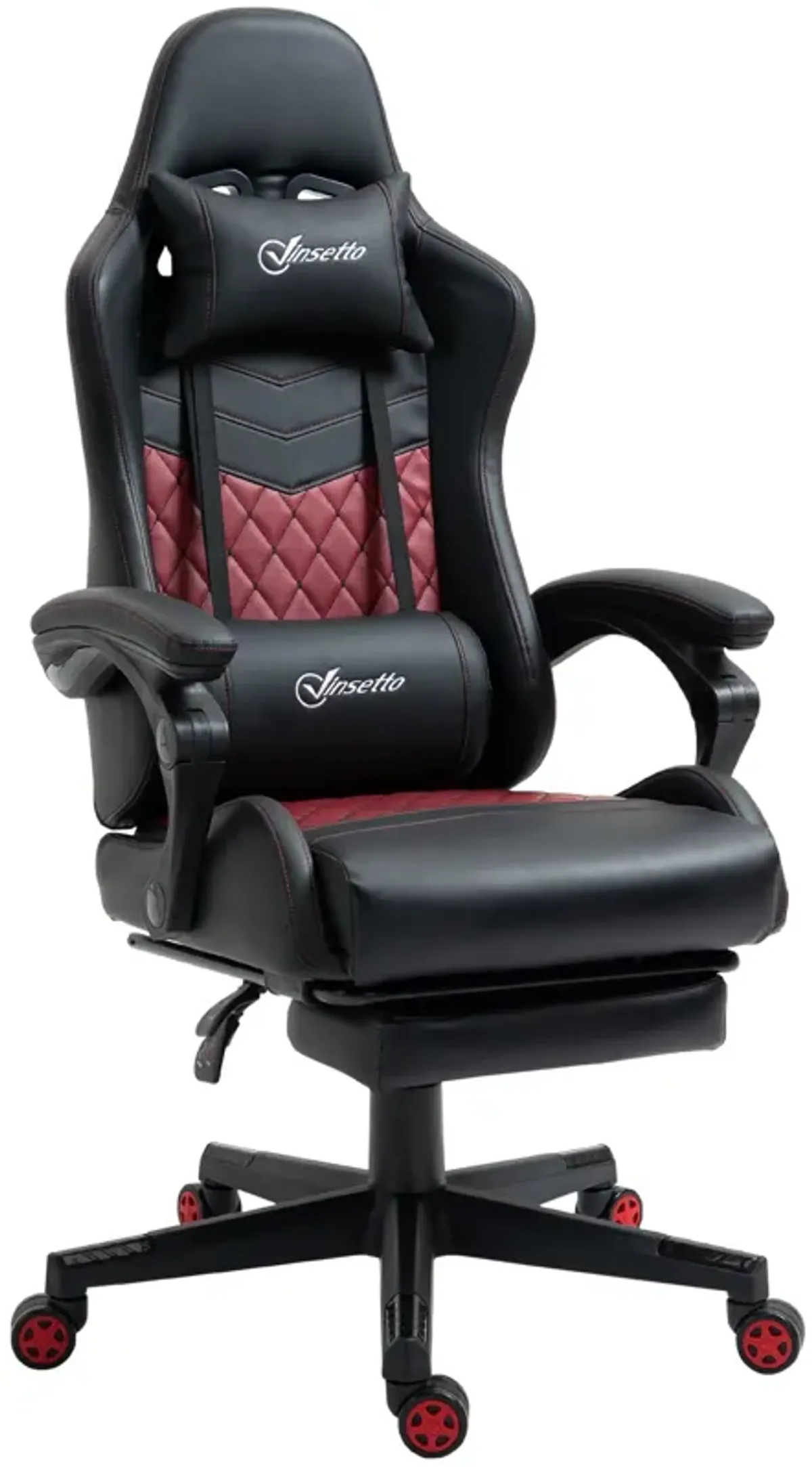 Black Gaming Throne: Racing Chair with PU Leather Footrest and Swivel Wheels