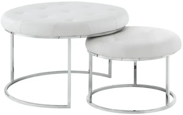 Nicole Miller Jairo Leather PU/Velvet Nesting Ottoman (Set of 2)