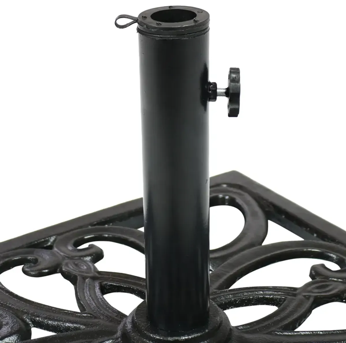 Sunnydaze 22 in Geometric Cast Iron Square Patio Umbrella Base - Black