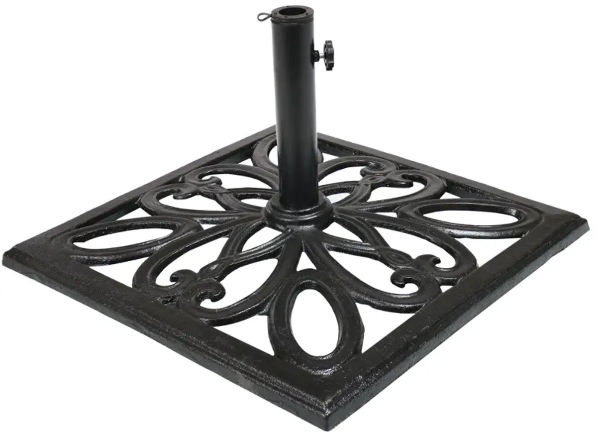 Sunnydaze 22 in Geometric Cast Iron Square Patio Umbrella Base - Black