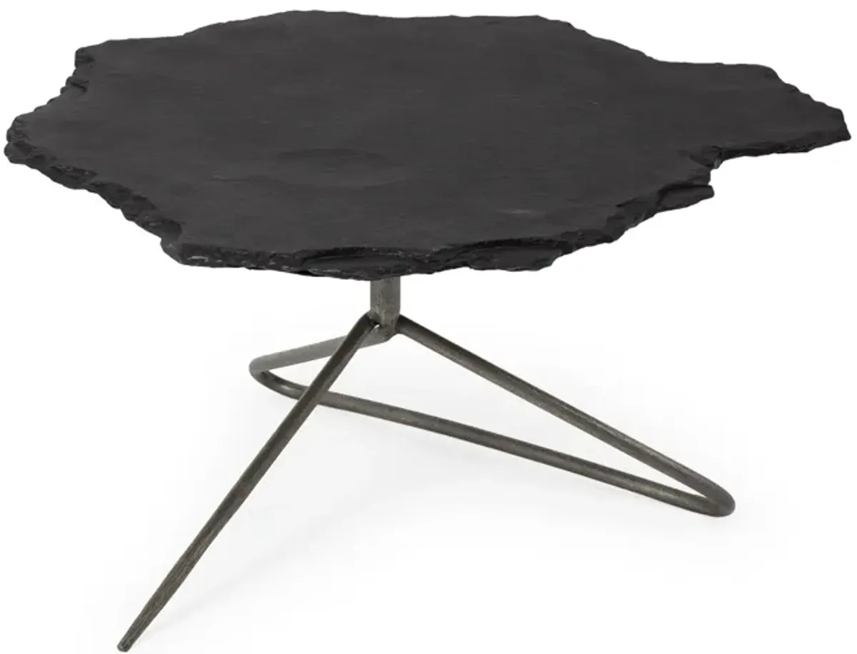 Black Slate Iron Framed Coffee Table