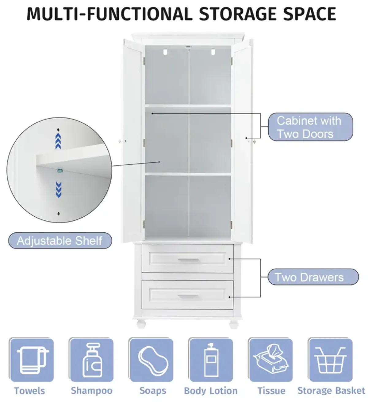 Merax Storage Cabinet with Two Drawers for Bathroom