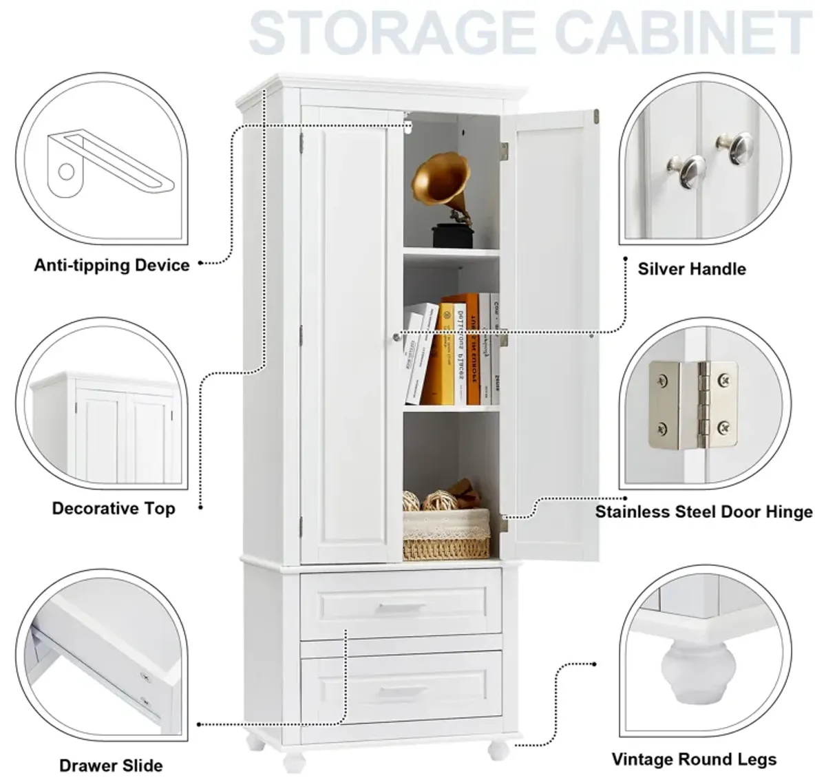 Merax Storage Cabinet with Two Drawers for Bathroom