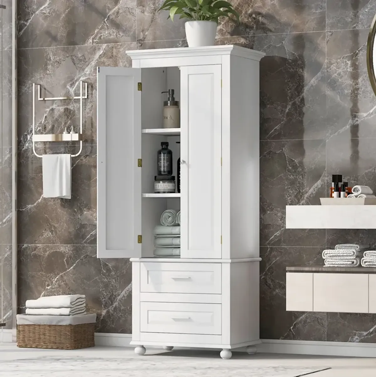 Merax Storage Cabinet with Two Drawers for Bathroom