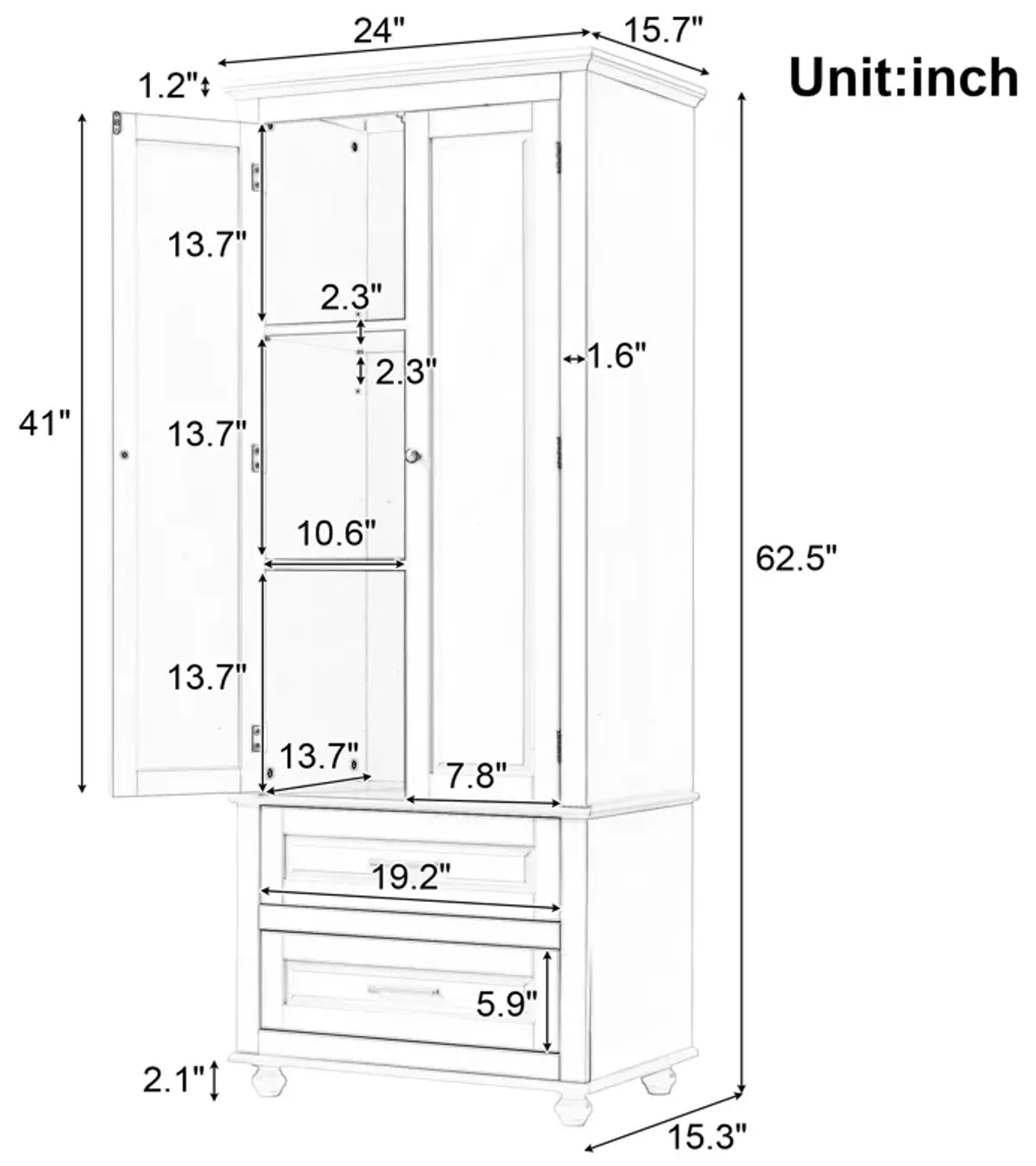 Merax Storage Cabinet with Two Drawers for Bathroom