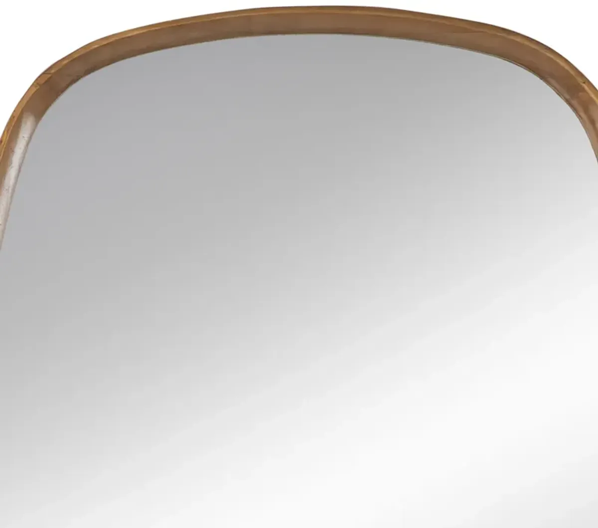 Roe 27 Inch Wall Mirror, Brown Curved Pine Wood Frame, Minimalistic-Benzara