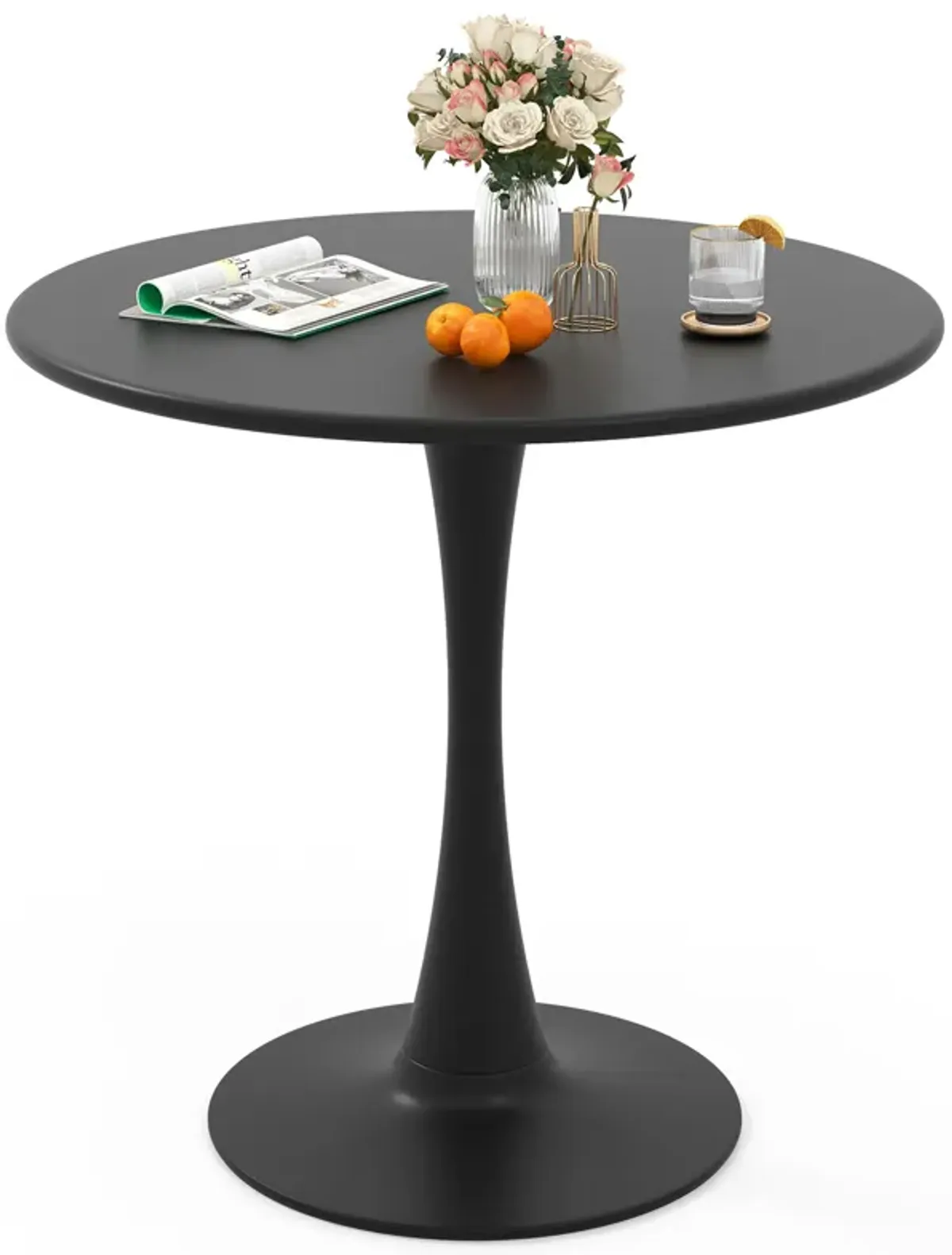 31.5" Round Dining Table with Anti-Slip PP Ring-Black