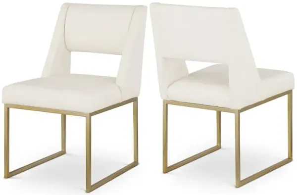 Meridian Furniture Jayce Cream Vegan Leather Dining Chair, Set of 2